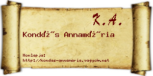 Kondás Annamária névjegykártya