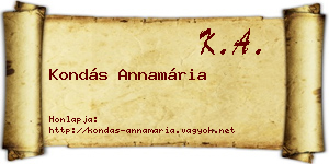 Kondás Annamária névjegykártya